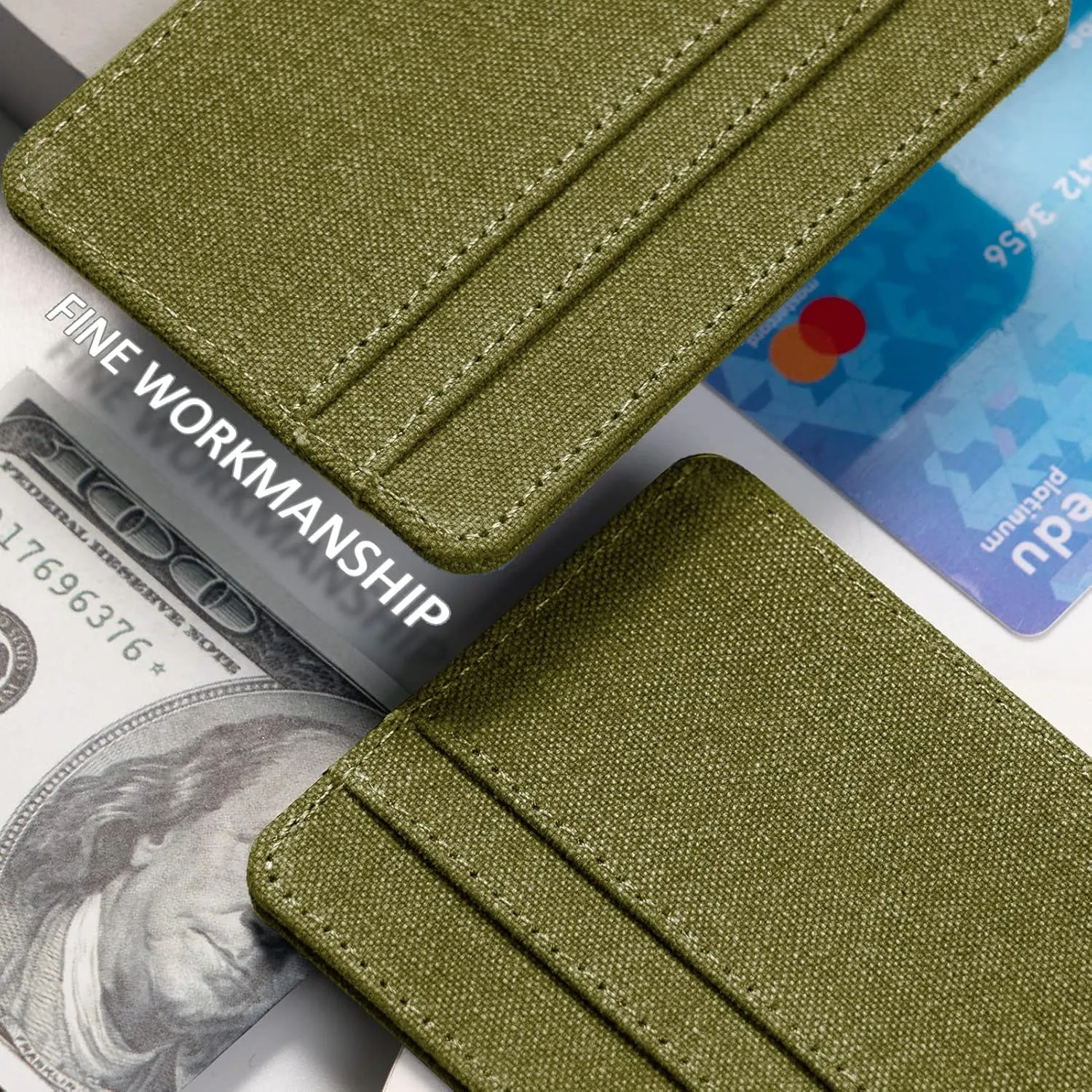 Qbool Mens Front Pocket Wallet Slim Minimalist with RFID Blocking Cash Slot Credit Card Holder (Z-Turquoise)