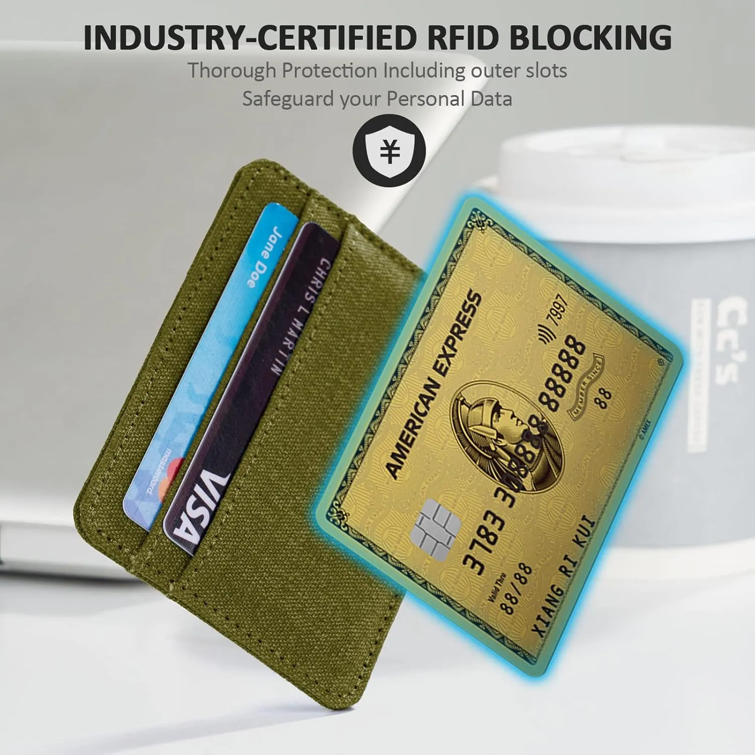 Qbool Mens Front Pocket Wallet Slim Minimalist with RFID Blocking Cash Slot Credit Card Holder (Z-Turquoise)