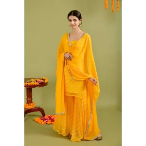 Rangpur Women Yellow Leheriya Sharara (Set of 3)