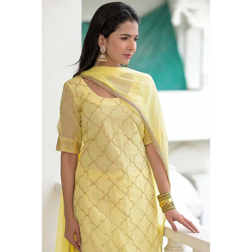 Rangpur Yellow Gota Suit - Set of 3