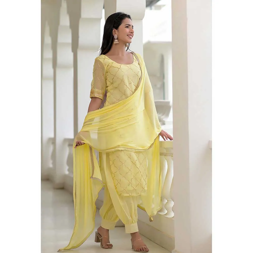 Rangpur Yellow Gota Suit - Set of 3