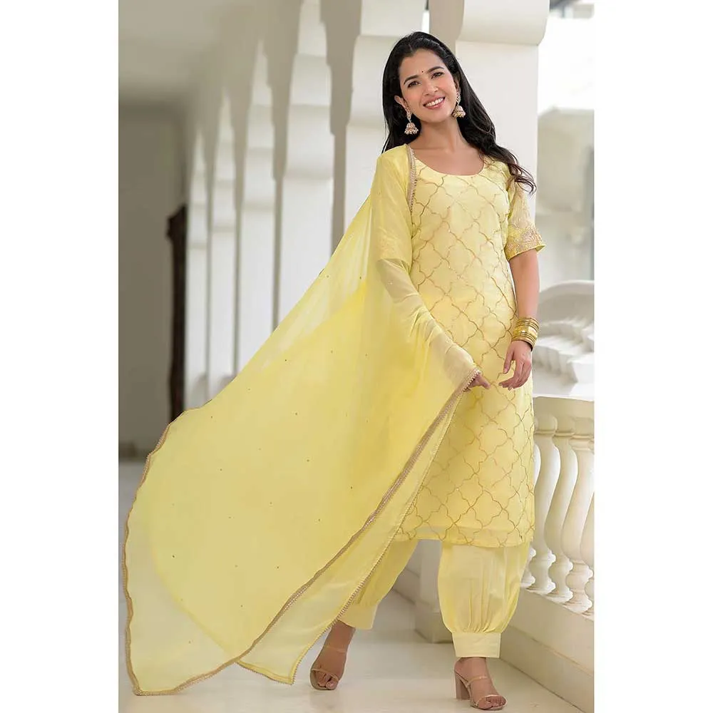 Rangpur Yellow Gota Suit - Set of 3