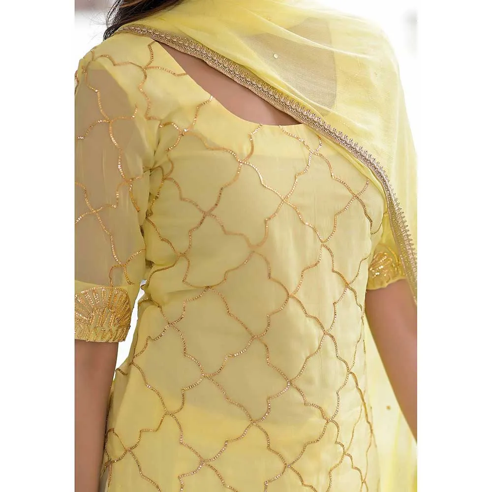 Rangpur Yellow Gota Suit - Set of 3