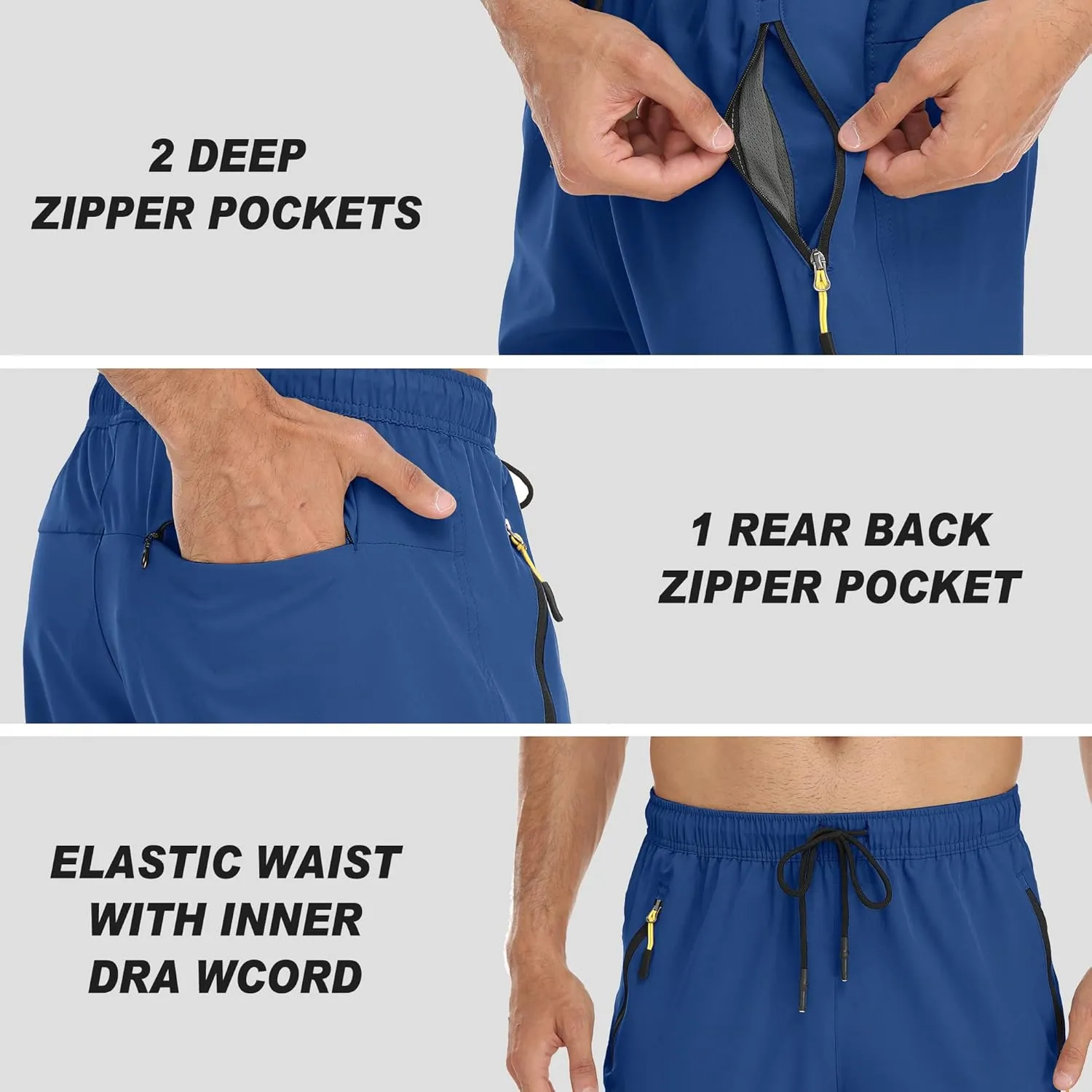 Rapoo Men's Lightweight Pants with Zipper Pockets Quick Dry Workout Athletic Travel Pants