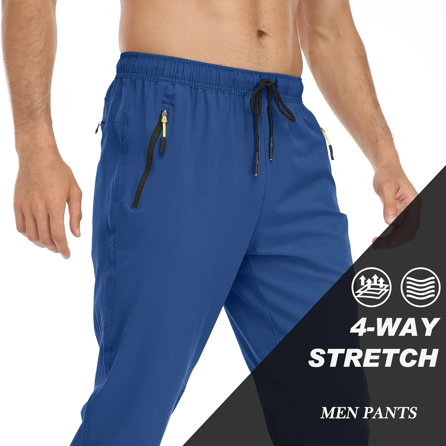 Rapoo Men's Lightweight Pants with Zipper Pockets Quick Dry Workout Athletic Travel Pants