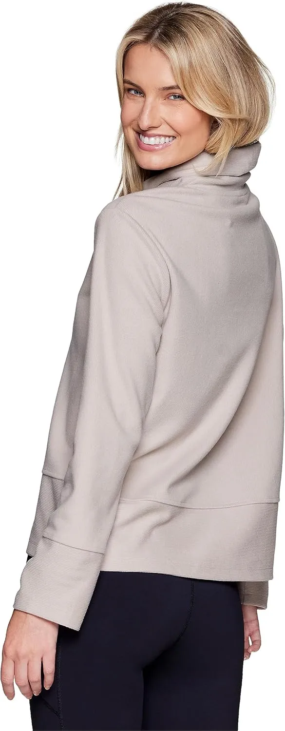 RBX Active Women's Lightweight Soft Plush Fleece Cowl Neck Pullover Sweatshirt
