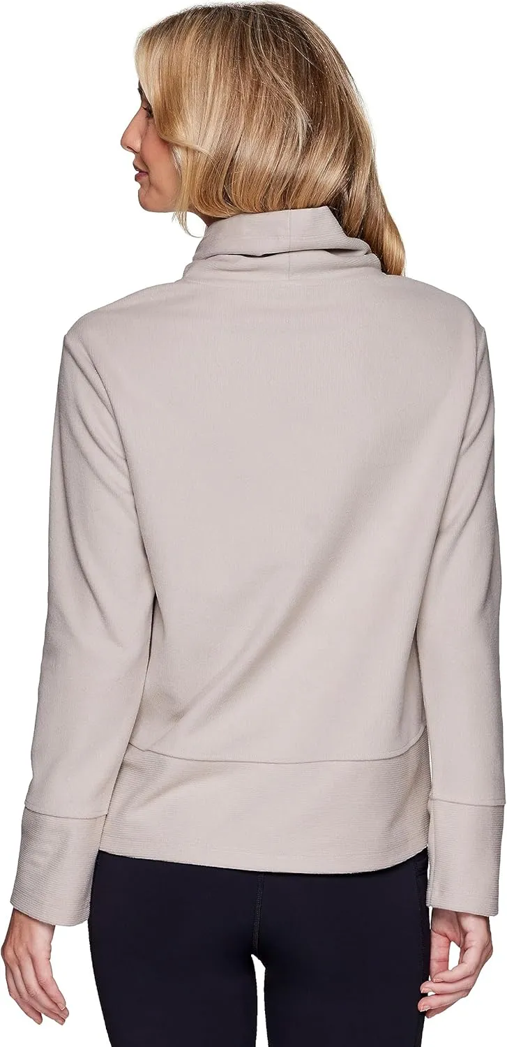 RBX Active Women's Lightweight Soft Plush Fleece Cowl Neck Pullover Sweatshirt