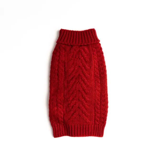 RED SUPER CHUNKY DOG SWEATER