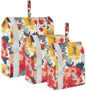 Red Yellow Flowers Packing Cubes for Travel 3 Set Compressible Packing Cubes Luggage Cubes for Carry On Suitcases
