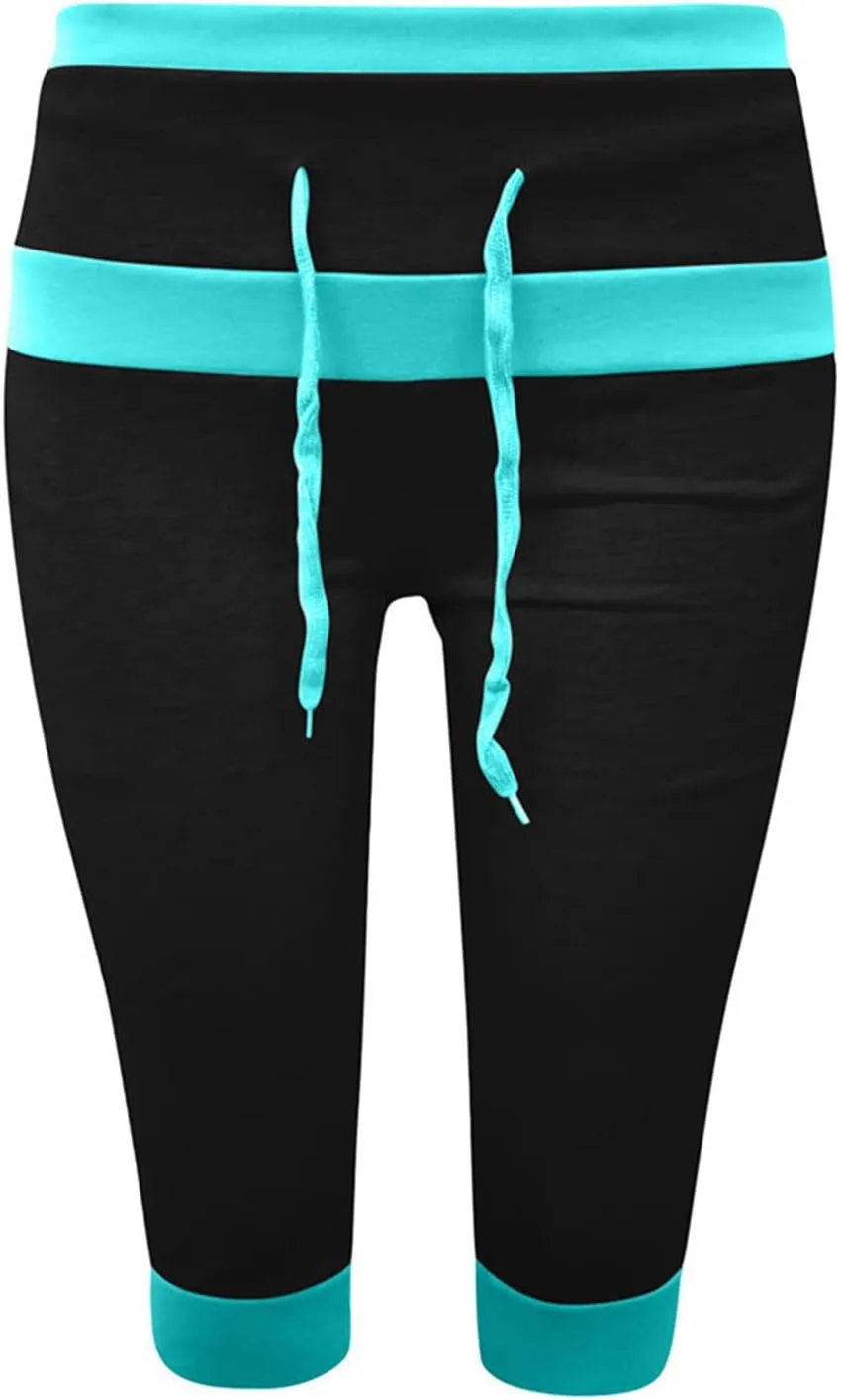 RKSTN Womens Capris for Summer 2025 Casual Yoga Gym Capri Leggings with Drawstring Shorts High Waisted Cropped Beach Pants