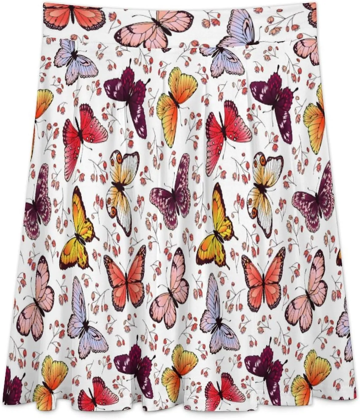Roses Denim Printed Long Skirts Womens High Waisted Ruffled Midi Skirt Travel Vacation Fall Skirt Home Casual Bottoms