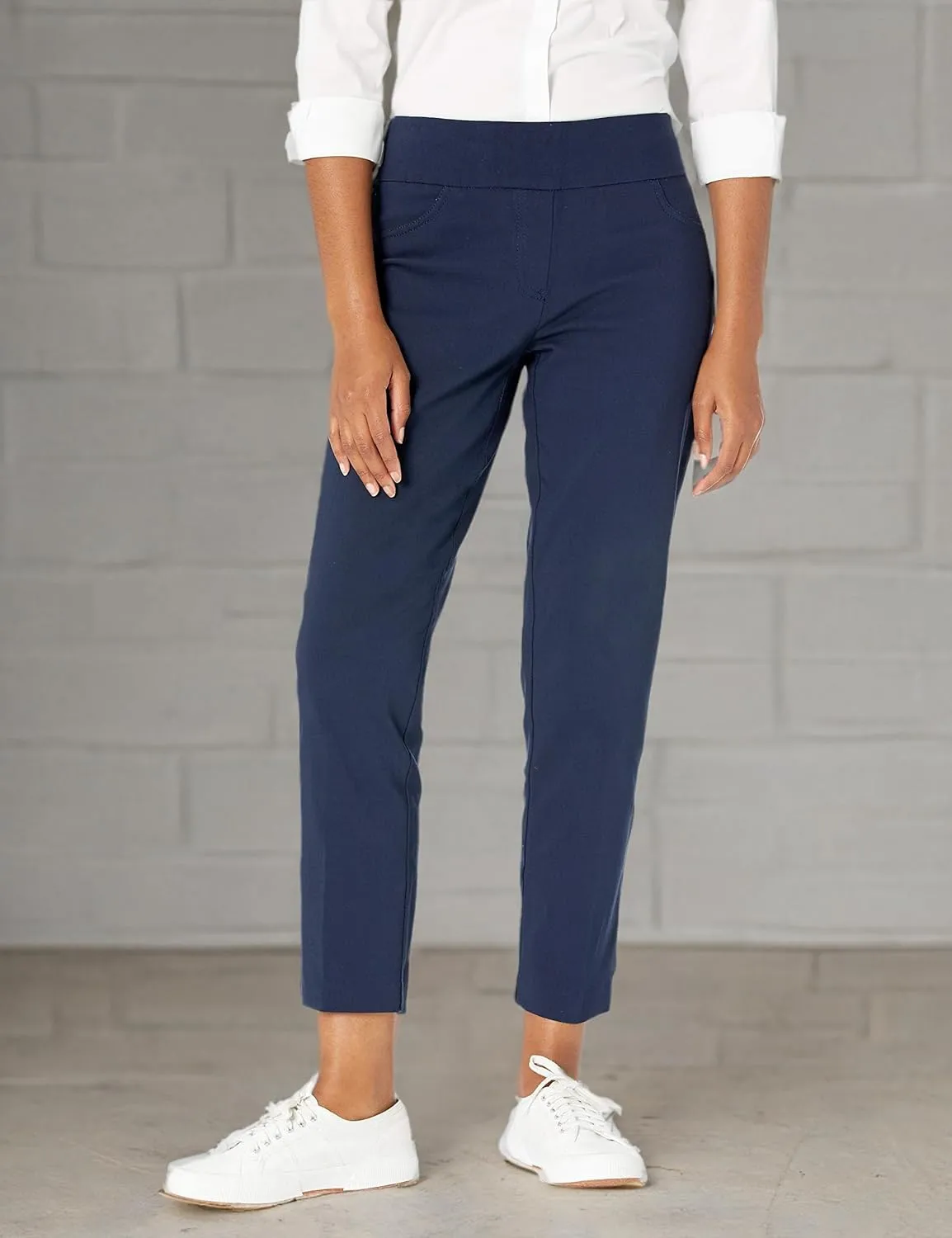 Ruby Rd. Womens Womens Mid-Rise Pull-on Straight Solar Millenium Tech Ankle Pant