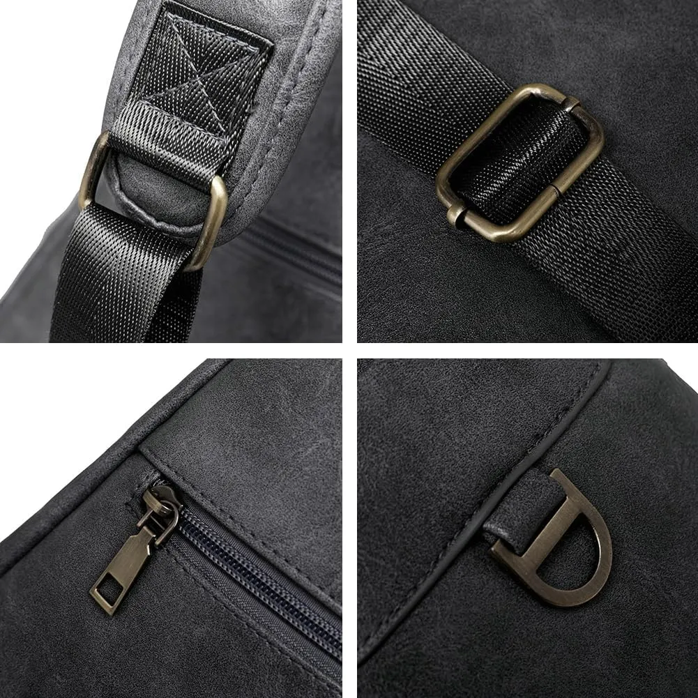 Rungion Trendy Sling Shoulder Bag for Women Vegan Leather Crossbody Purse Small Chest Bag Multi Pocket Satchel for Travel