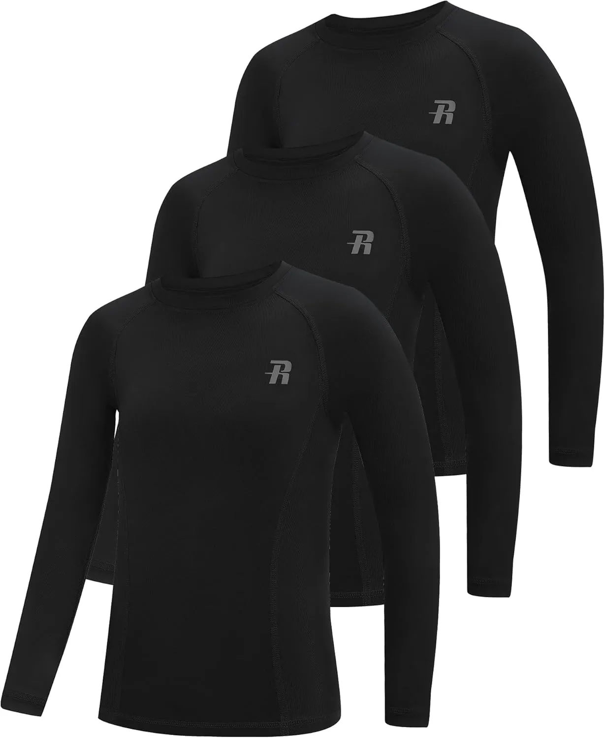 Runhit Boys Compression Shirt Kids Long Sleeve Athletic Undershirt Youth Quick Dry Base Layer for Football Baseball