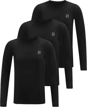 Runhit Boys Compression Shirt Kids Long Sleeve Athletic Undershirt Youth Quick Dry Base Layer for Football Baseball