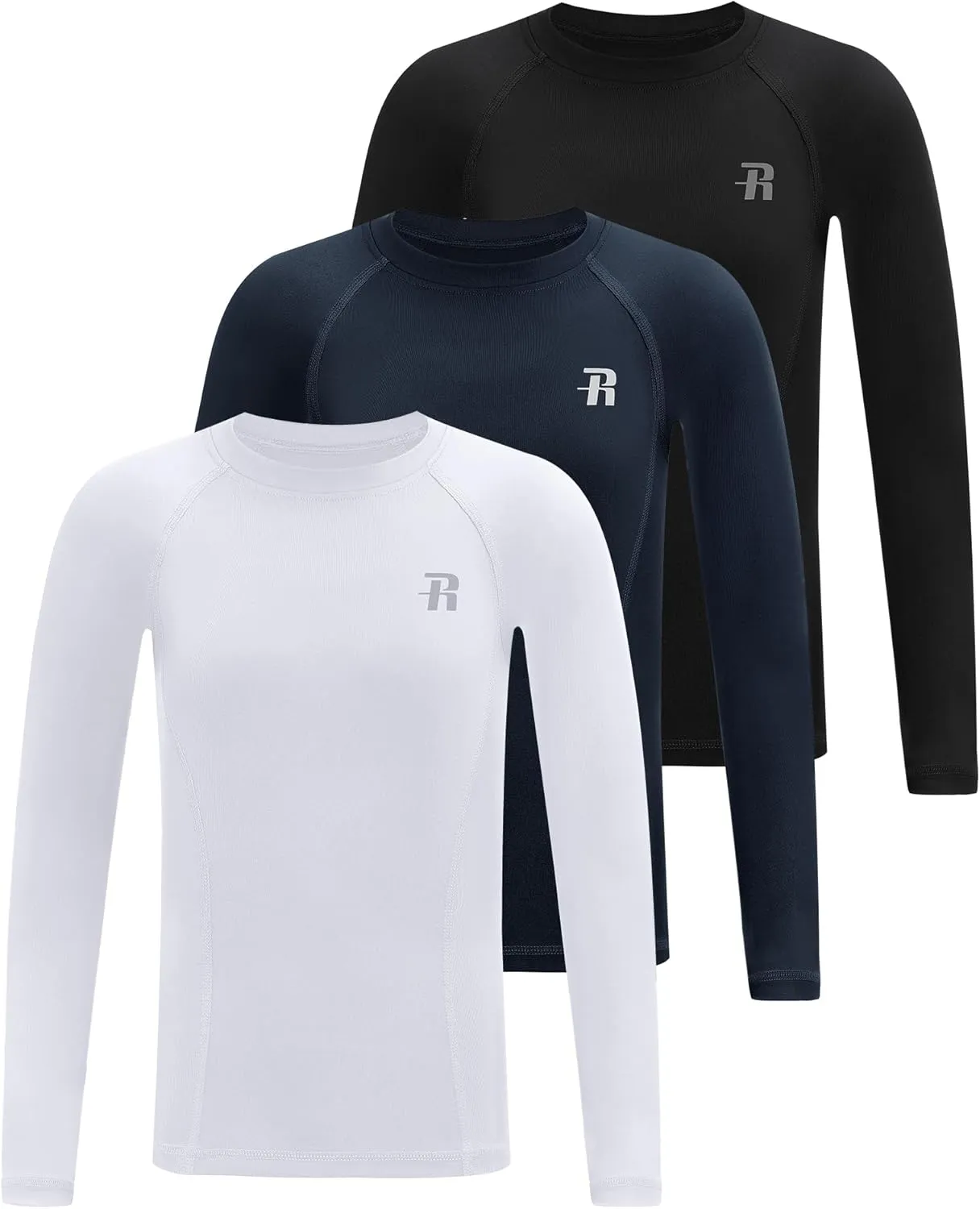 Runhit Boys Compression Shirt Kids Long Sleeve Athletic Undershirt Youth Quick Dry Base Layer for Football Baseball