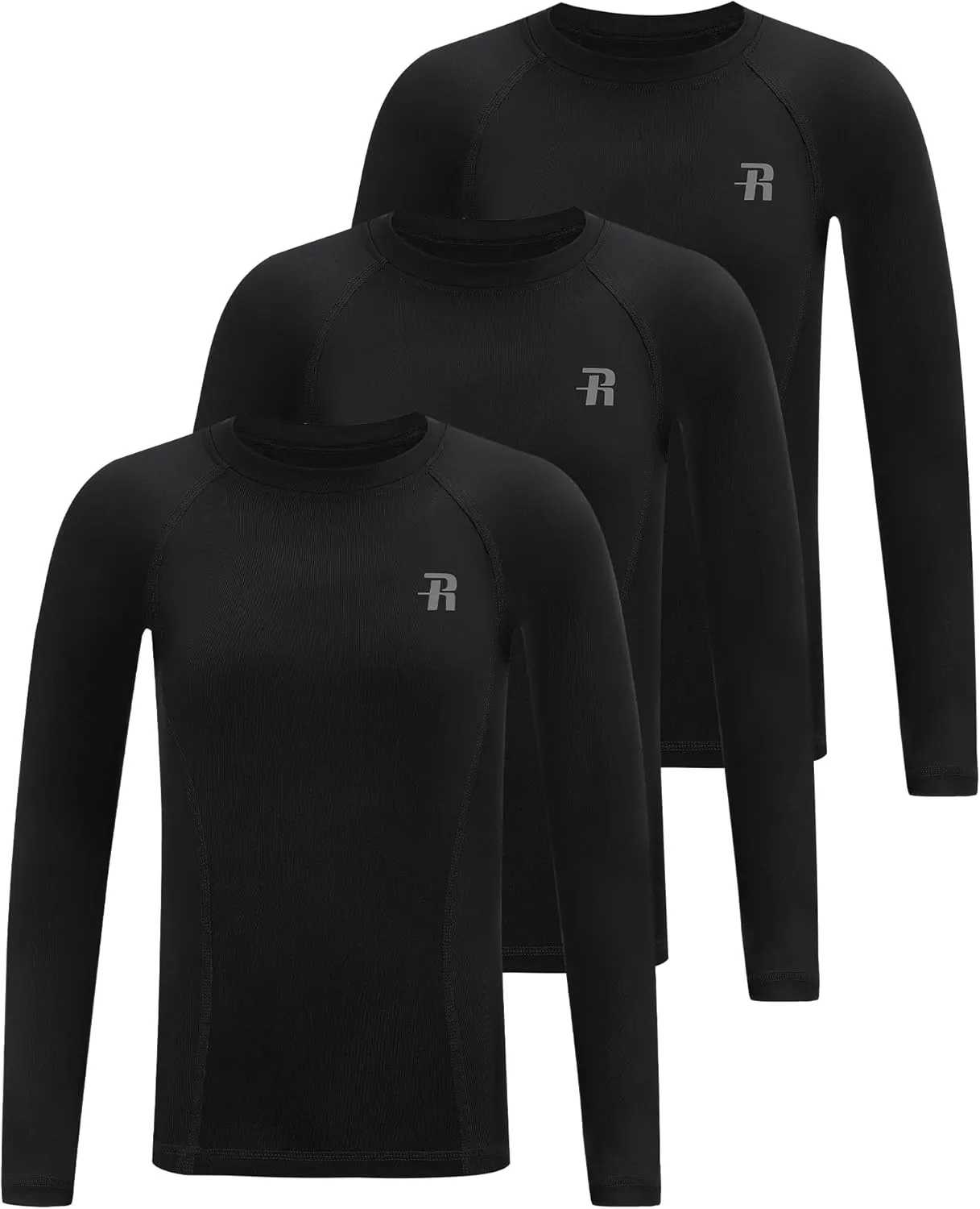 Runhit Boys Compression Shirt Kids Long Sleeve Athletic Undershirt Youth Quick Dry Base Layer for Football Baseball