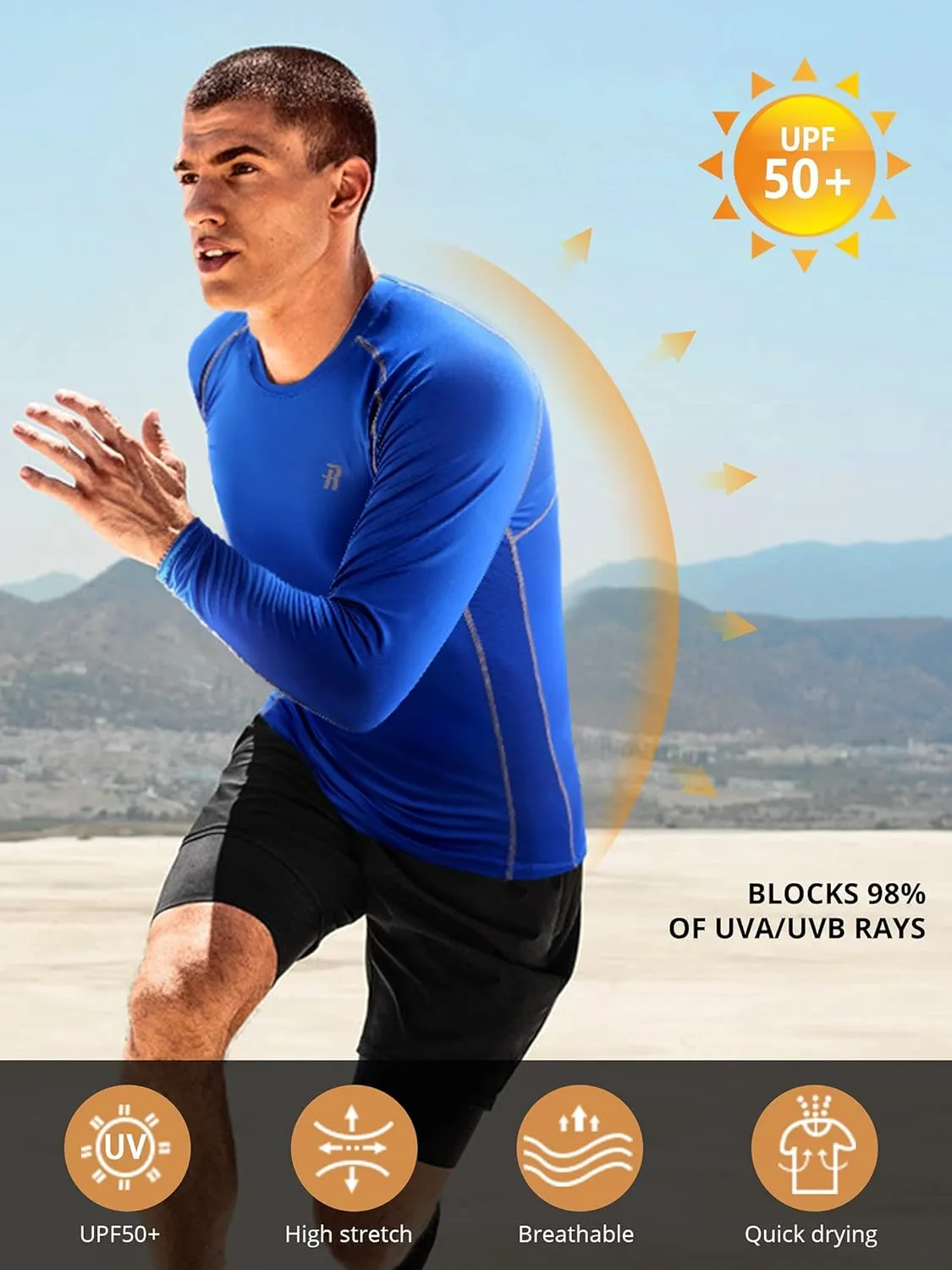 Runhit Compression Shirts for Men Long Sleeve Cool Dry Athletic Workout Tee Shirts Fishing Sun Shirts Sports Thermal Tights