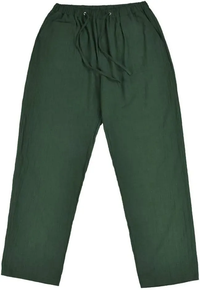 sdbrld Pants For Men Mens Stretchy Waist Pants Casual Loose Fit Straight Legs Beach Pants Solid Cotton Overalls Pants