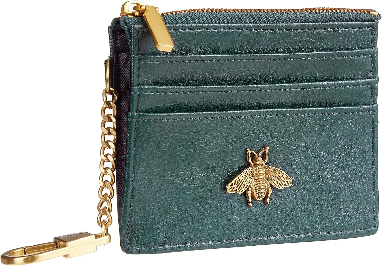 SEAVILIA Card Holder Keychain Wallet for Women with ID Window RFID Coin Purse Bee Gifts Slim Minimalist Small Wallet