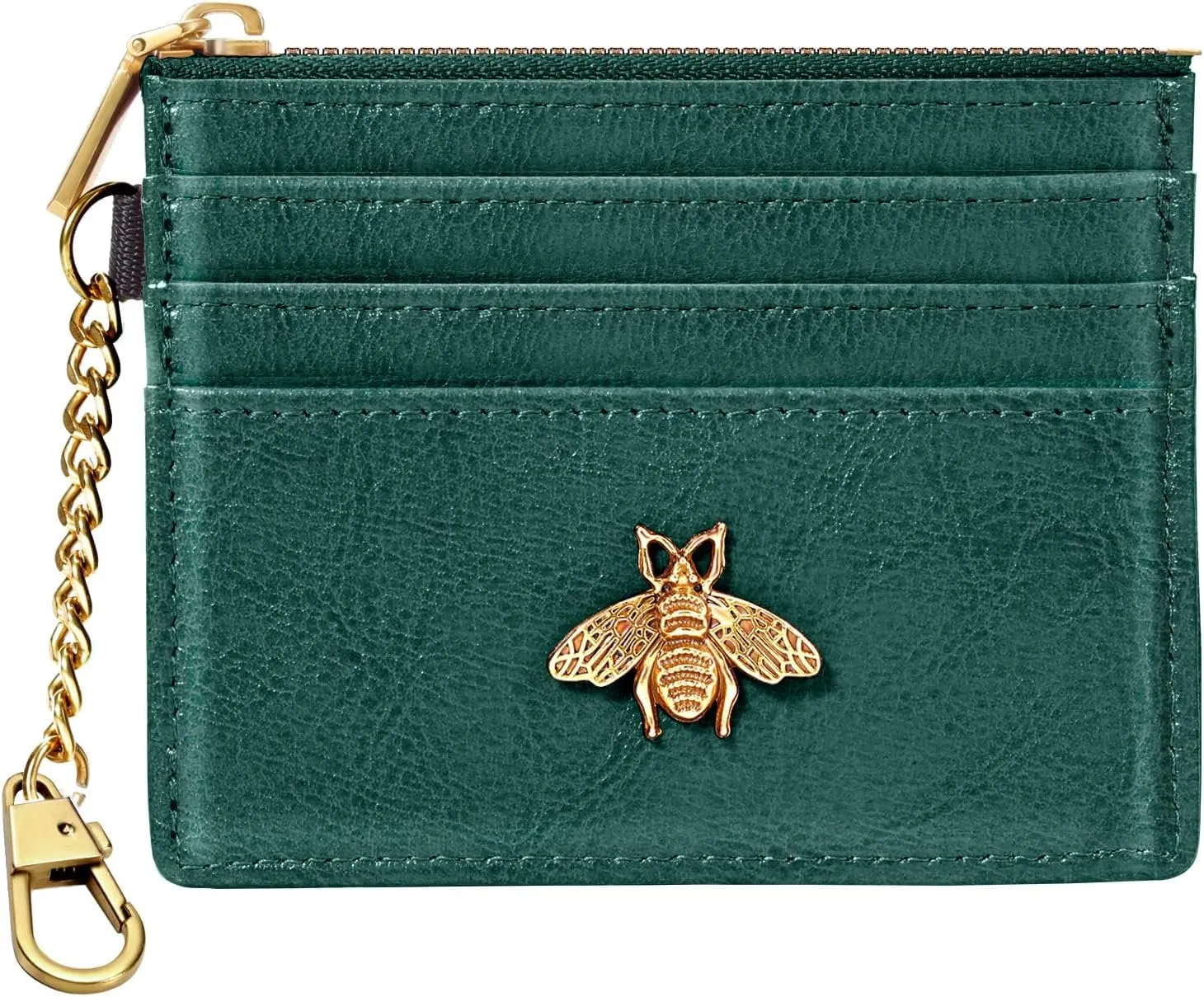 SEAVILIA Card Holder Keychain Wallet for Women with ID Window RFID Coin Purse Bee Gifts Slim Minimalist Small Wallet