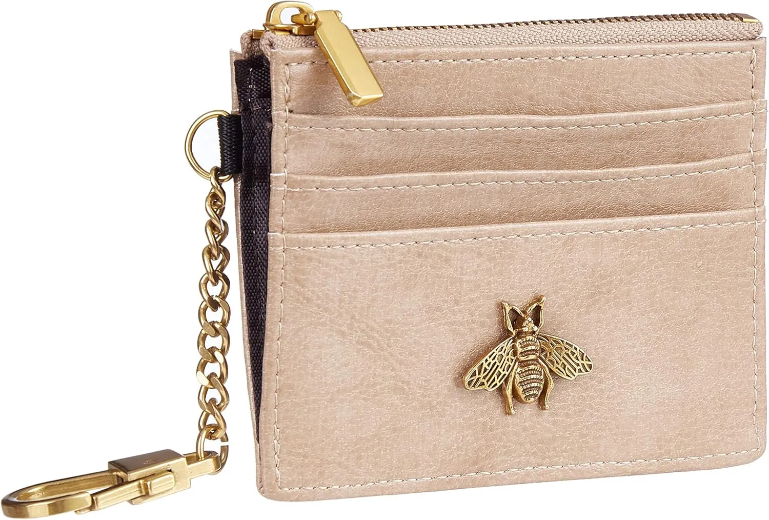 SEAVILIA Card Holder Keychain Wallet for Women with ID Window RFID Coin Purse Bee Gifts Slim Minimalist Small Wallet