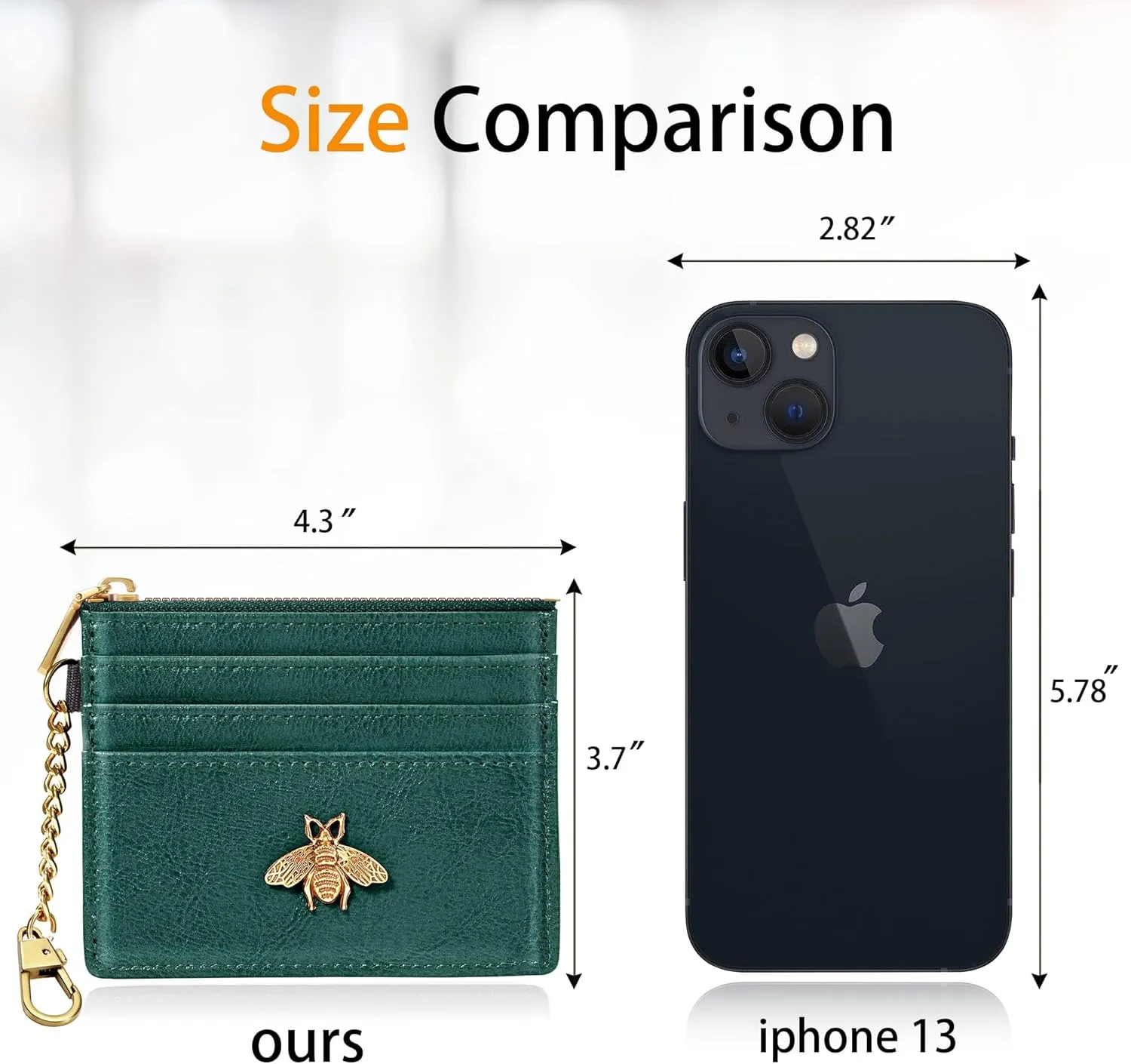 SEAVILIA Card Holder Keychain Wallet for Women with ID Window RFID Coin Purse Bee Gifts Slim Minimalist Small Wallet