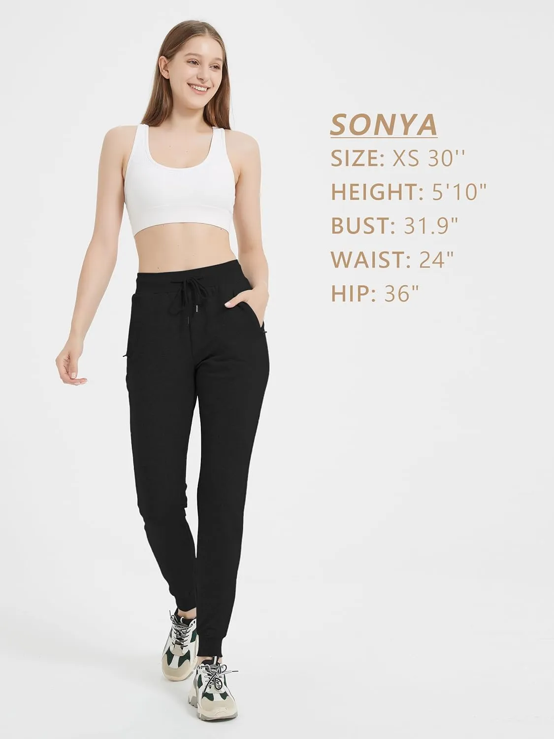 SEVEGO Tall Women's 30/32/34/36 Inseam Jogger Lightweight Cotton Sweatpants Zipper Pockets Running Long Sweat Pants