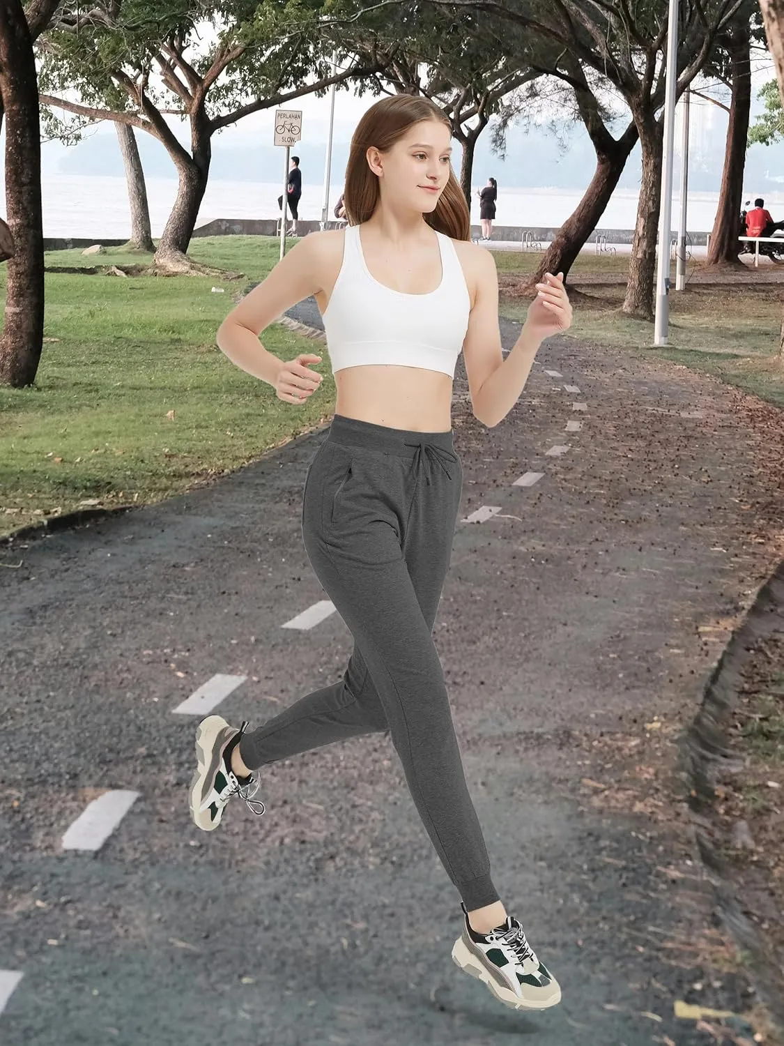 SEVEGO Tall Women's 30/32/34/36 Inseam Jogger Lightweight Cotton Sweatpants Zipper Pockets Running Long Sweat Pants