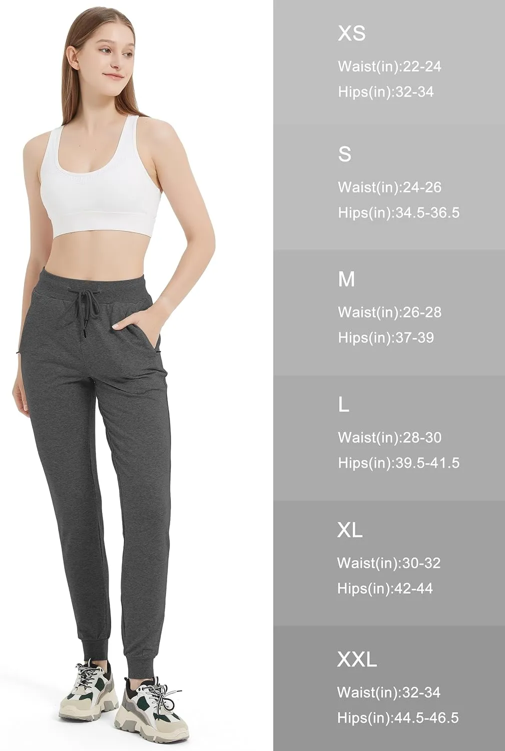 SEVEGO Tall Women's 30/32/34/36 Inseam Jogger Lightweight Cotton Sweatpants Zipper Pockets Running Long Sweat Pants