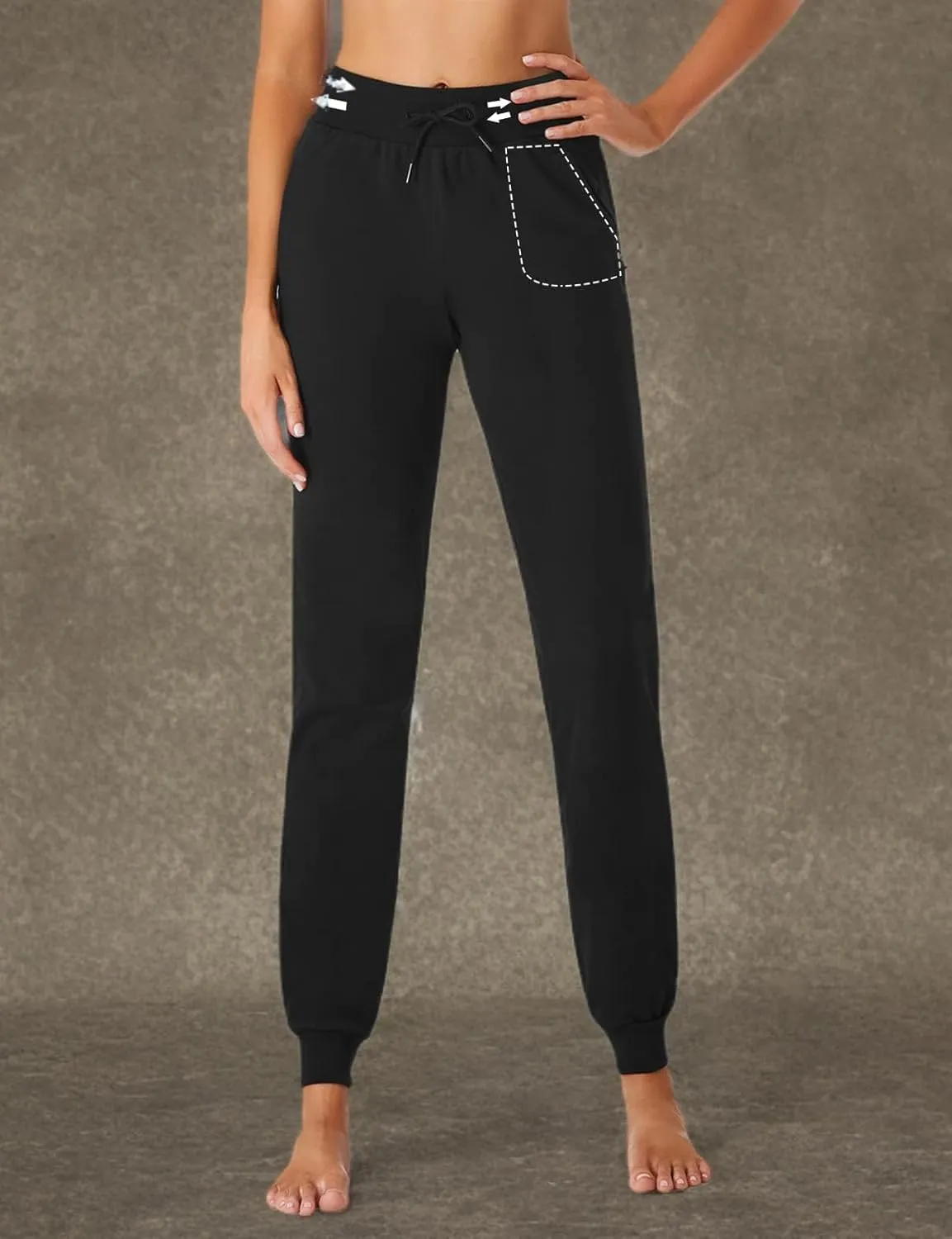 SEVEGO Tall Women's 30/32/34/36 Inseam Jogger Lightweight Cotton Sweatpants Zipper Pockets Running Long Sweat Pants