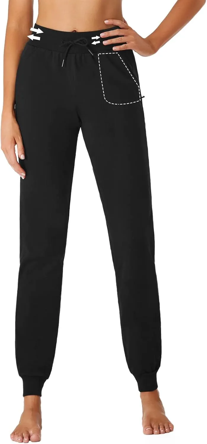 SEVEGO Tall Women's 30/32/34/36 Inseam Jogger Lightweight Cotton Sweatpants Zipper Pockets Running Long Sweat Pants