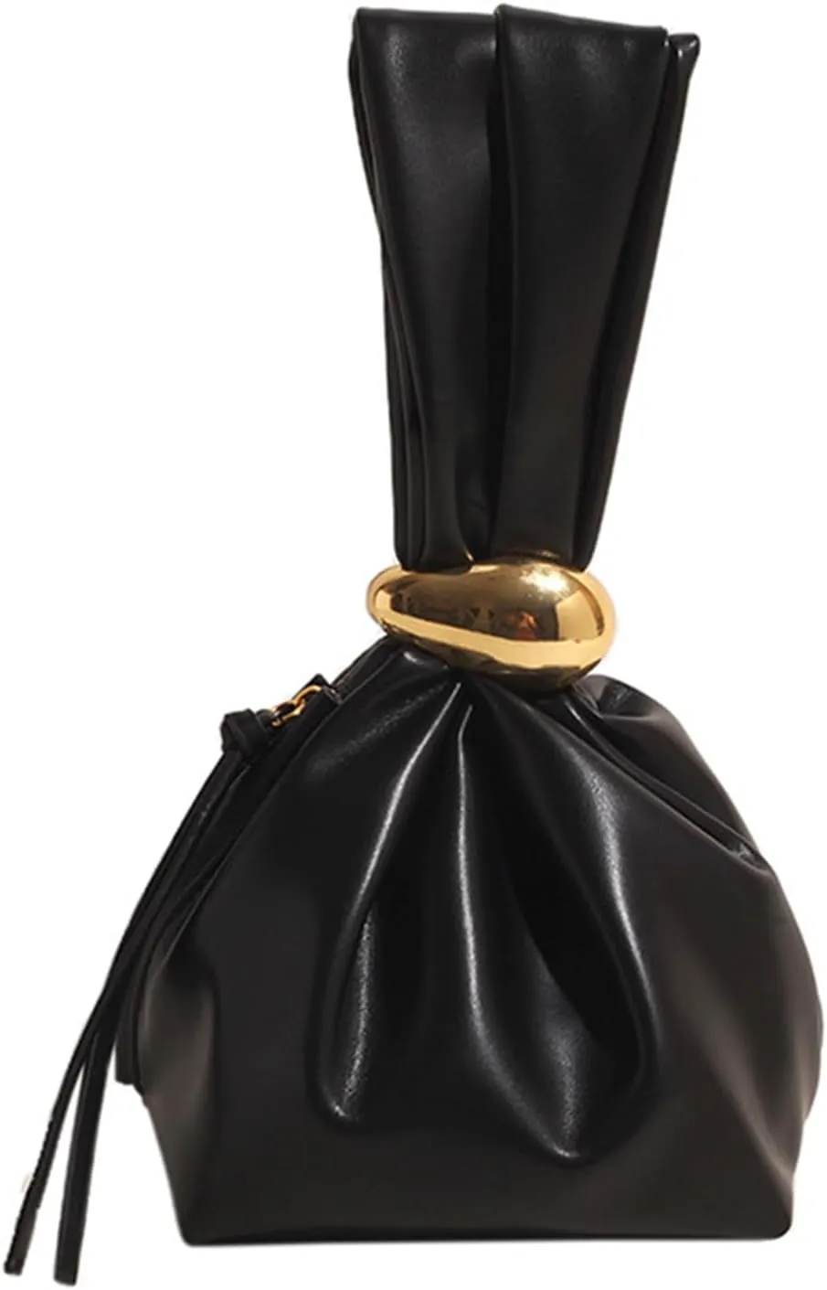 Shoulder HandbagElegant Retro Bucket Bag Women's Handbag with Wristlet Sleeve and Knots Detail Travel Friendly Evening Purse for Party