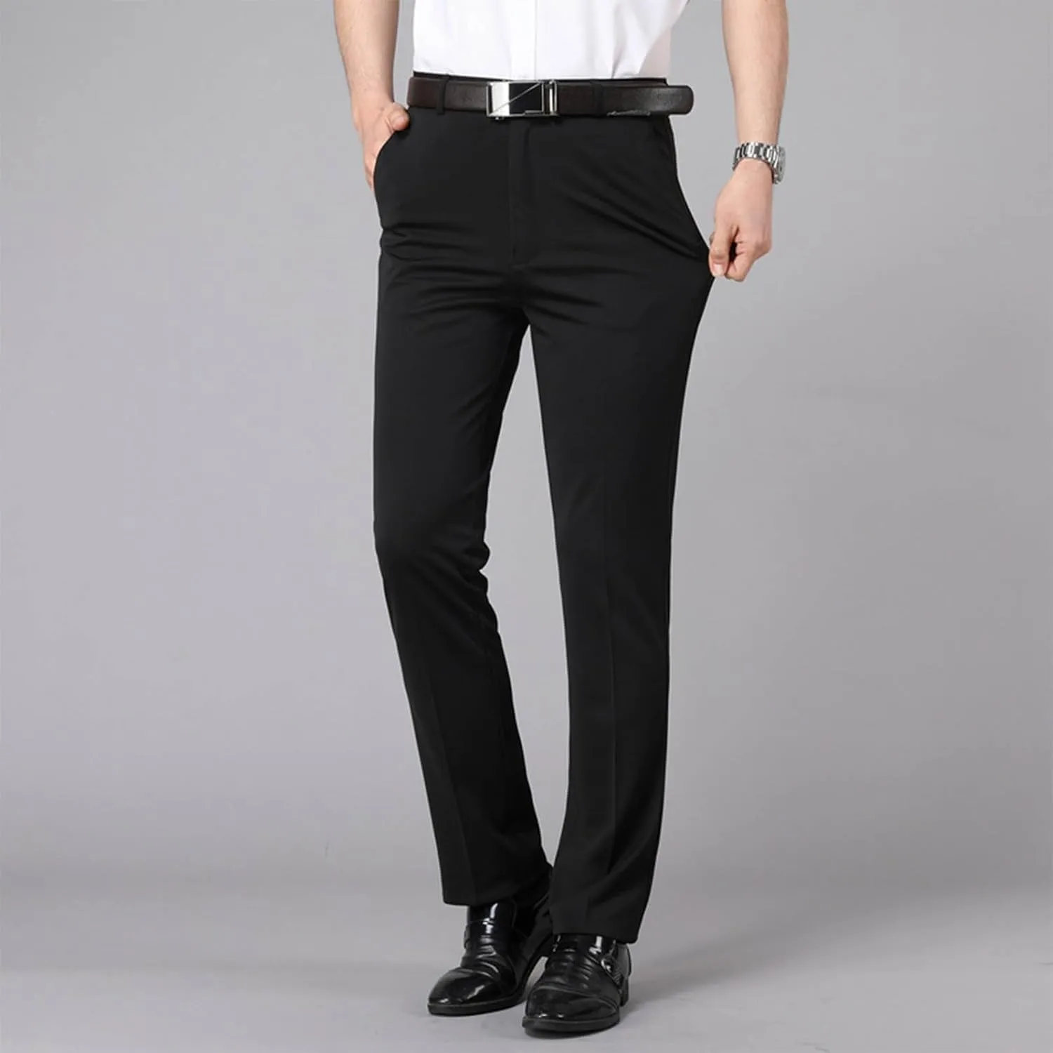Slim Fit Straight Leg Office Pants for Men Thin Plain Business Casual Trousers Daily Going Out Work Suit Pant