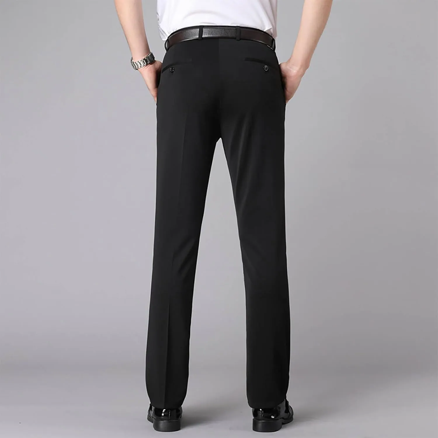 Slim Fit Straight Leg Office Pants for Men Thin Plain Business Casual Trousers Daily Going Out Work Suit Pant