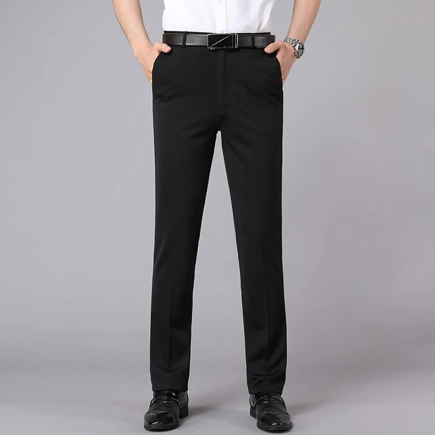 Slim Fit Straight Leg Office Pants for Men Thin Plain Business Casual Trousers Daily Going Out Work Suit Pant