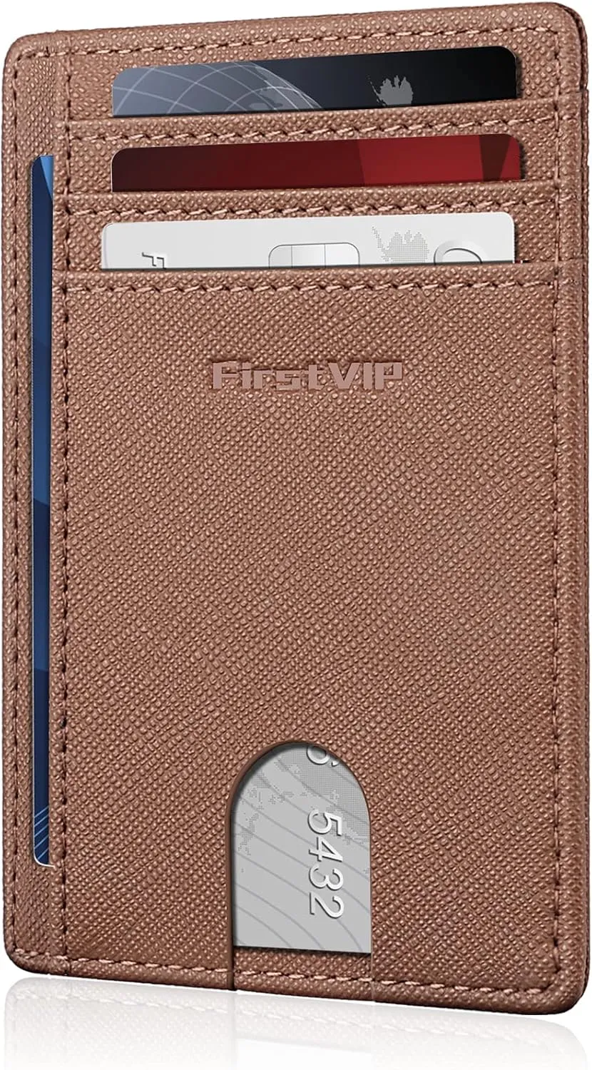 Slim Minimalist Front Pocket RFID Blocking Leather Wallets for Men and Women | Multiple Credit/Debit Card Holder | Thin Wallets for Boy Girl | Travel Friendly | Gifts For Him Her