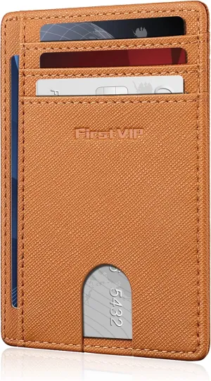 Slim Minimalist Front Pocket RFID Blocking Leather Wallets for Men and Women | Multiple Credit/Debit Card Holder | Thin Wallets for Boy Girl | Travel Friendly | Gifts For Him Her