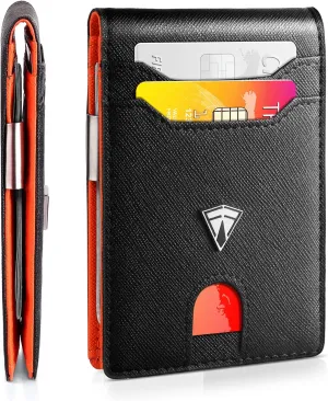 Slim Minimalist Front Pocket RFID Blocking Leather Wallets for Men and Women | Multiple Credit/Debit Card Holder | Thin Wallets for Boy Girl | Travel Friendly | Gifts For Him Her