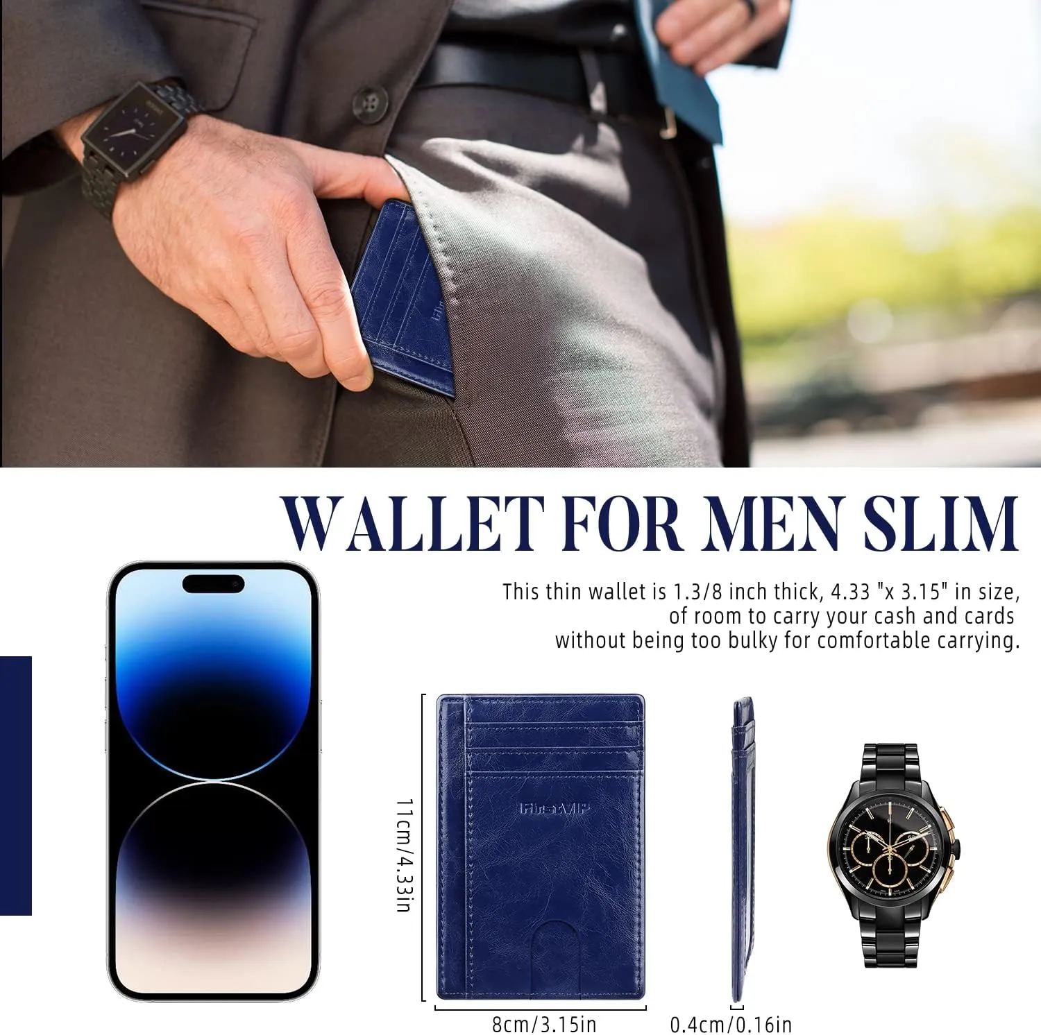Slim Minimalist Front Pocket RFID Blocking Leather Wallets for Men and Women | Multiple Credit/Debit Card Holder | Thin Wallets for Boy Girl | Travel Friendly | Gifts For Him Her