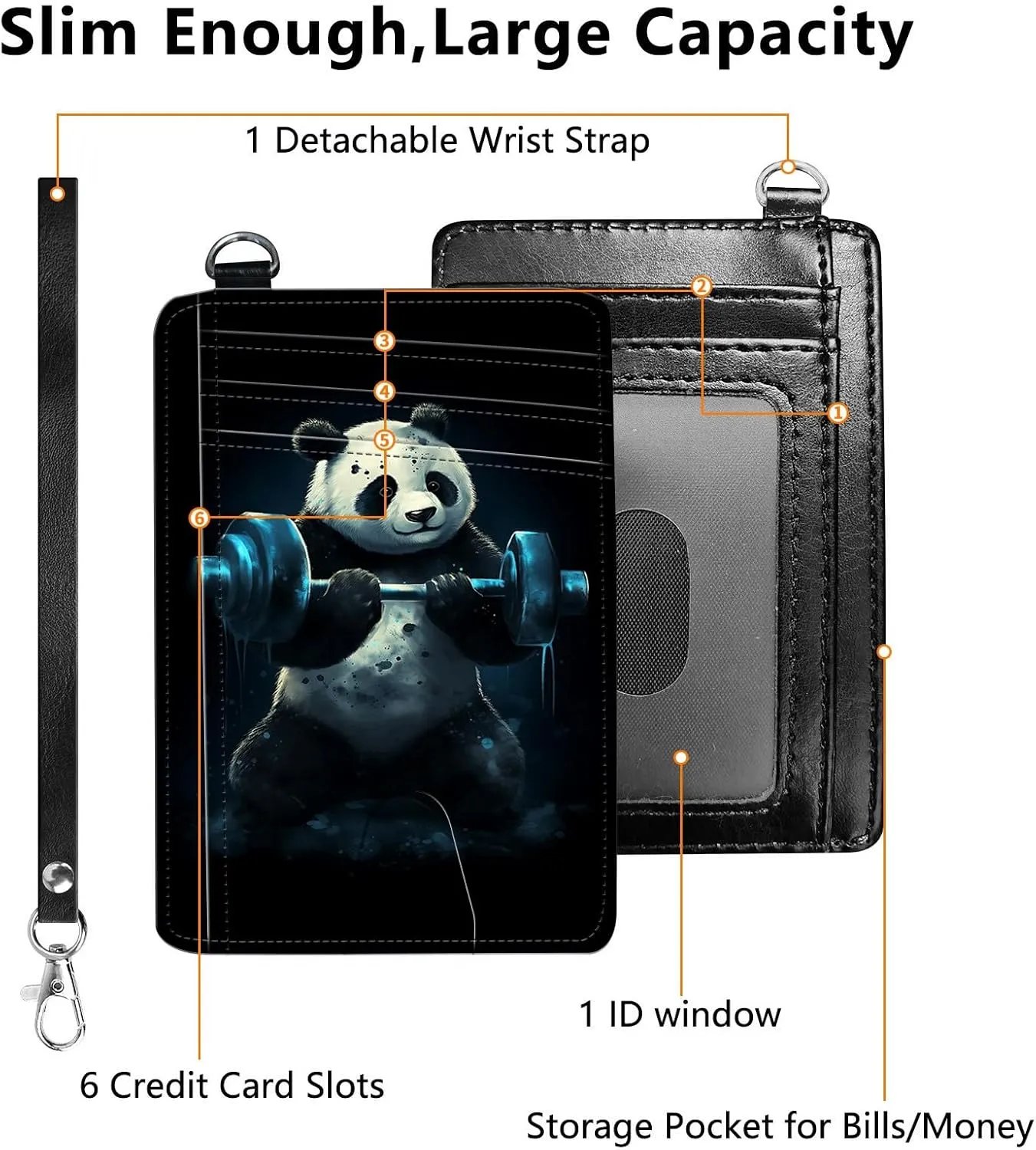 Slim Minimalist Wallet for Men Women Small Credit Card Holder Wallet Front Pocket RFID Blocking Wallets Travel Thin Card Case with ID Window Card Organizer & Wristlet,Art Panda Exercise