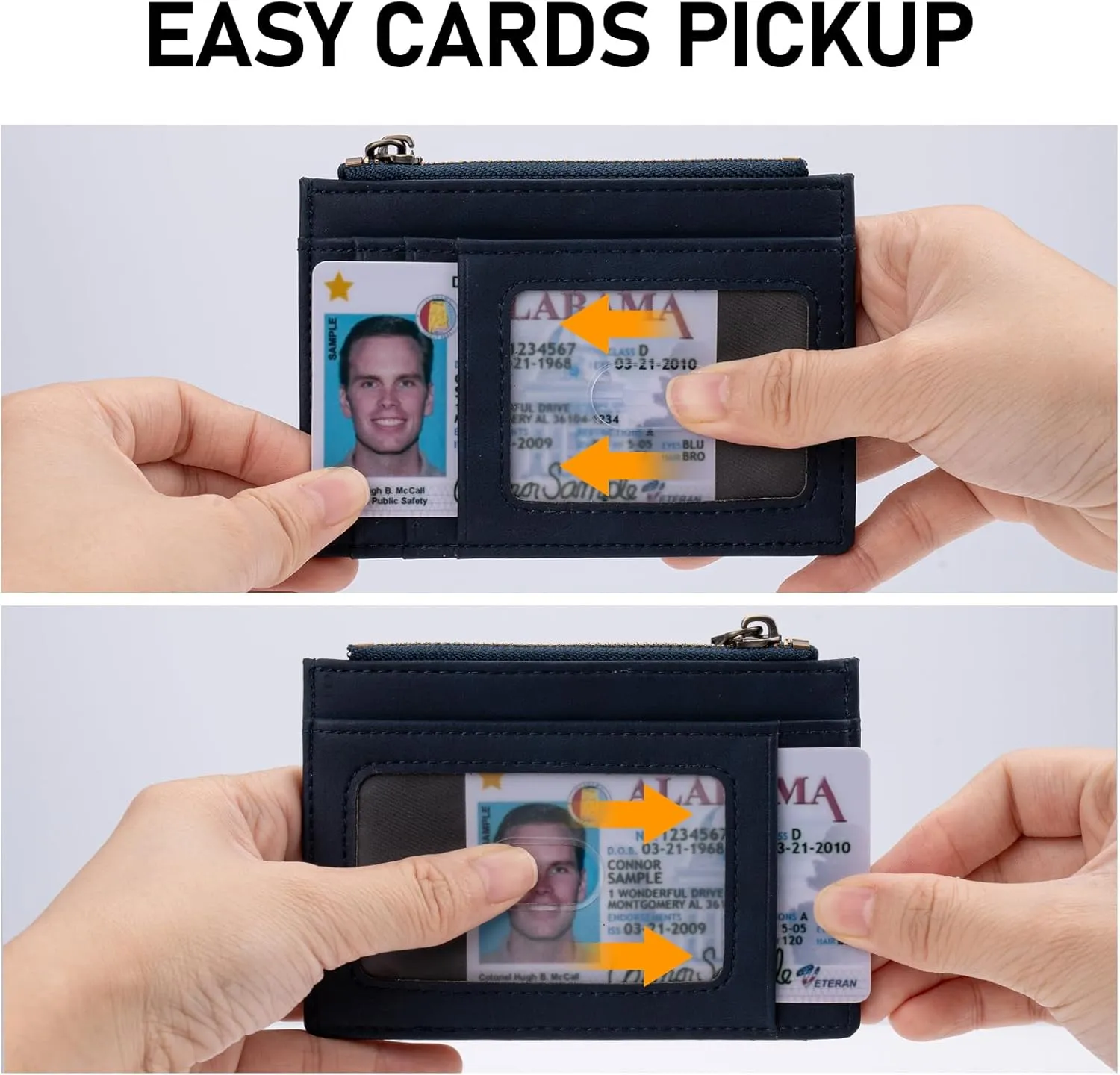 Slim Wallet for Women, Leather RFID Blocking Credit Card Holder Front Pocket Minimalist Wallet for Women Men