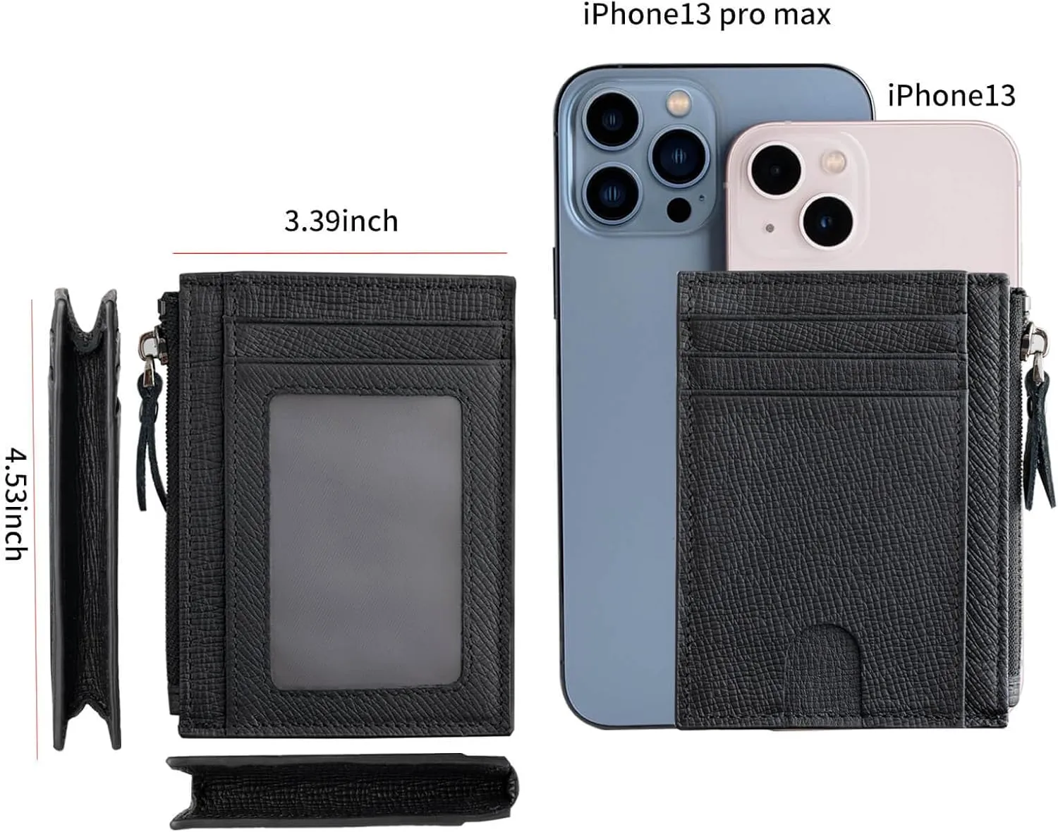 Slim Wallet for Women Small Leather RFID Blocking Credit Card Holder Minimalist Front Pocket Wallet with Coin Purses & Pouches,Black