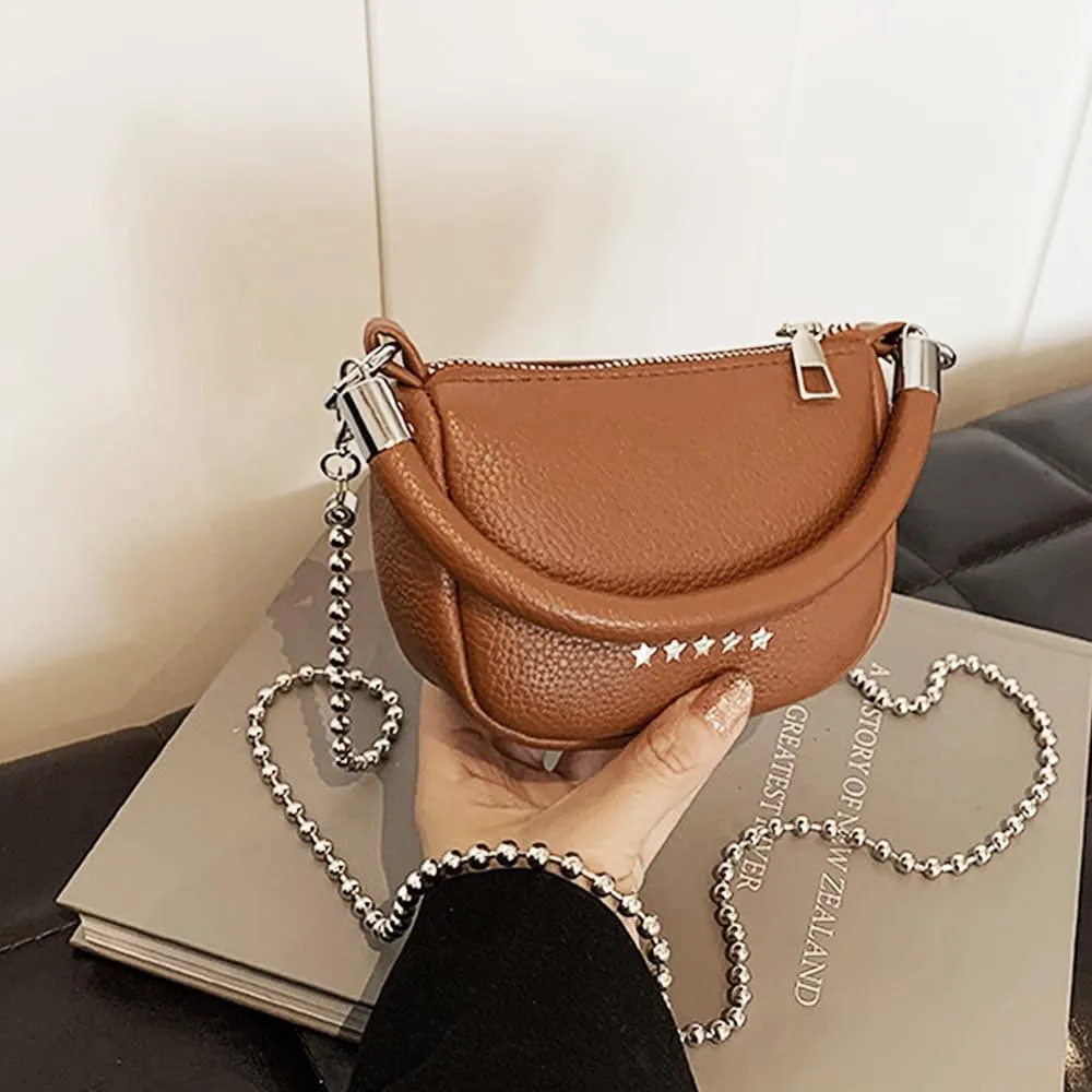 Small Handbag,Minimalist Retro Saddle Bag Chain Shoulder Bag, Casual Crossbody Bag Purse Wallet for Women Girl