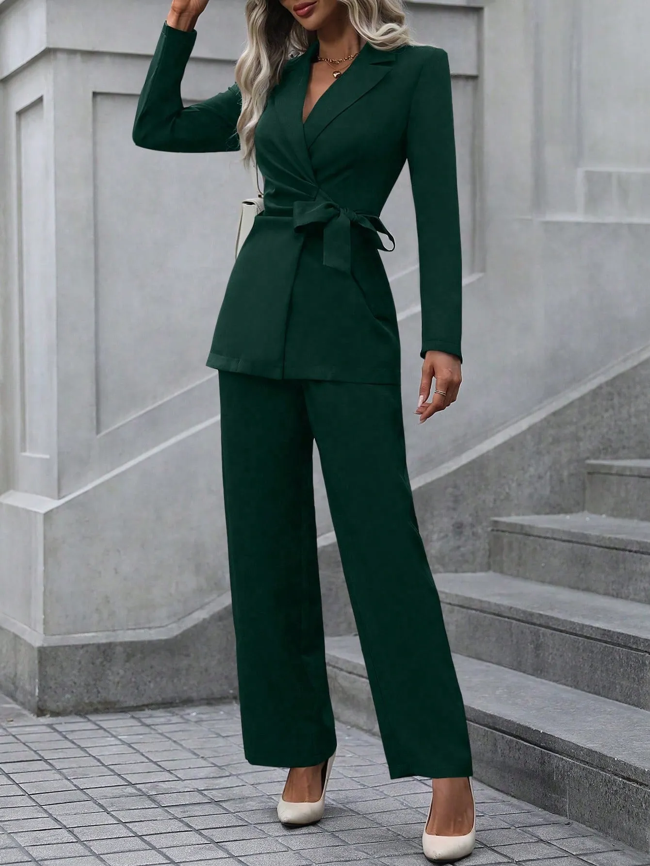 Solid Knot Side Blazer & Pants