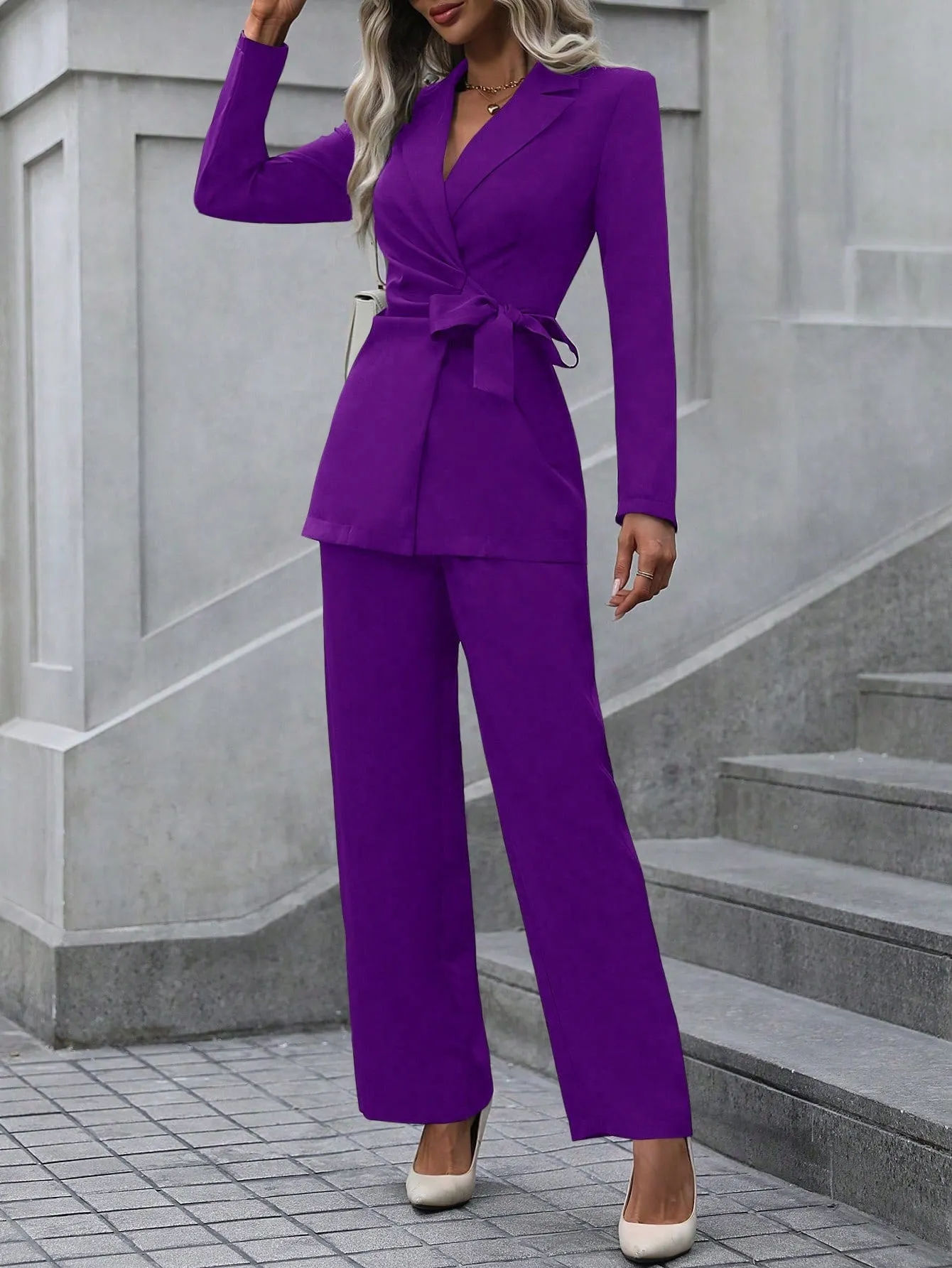 Solid Knot Side Blazer & Pants