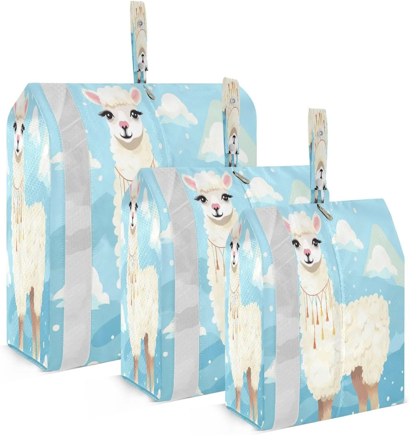 SPRIPORT Alpacas Blue 3 Set Compression Packing Cubes for Travel Lightweight Luggage Organizer Bags for Carry on Suitcase Travel Storage Bags for Woman Man Clothes Vacation