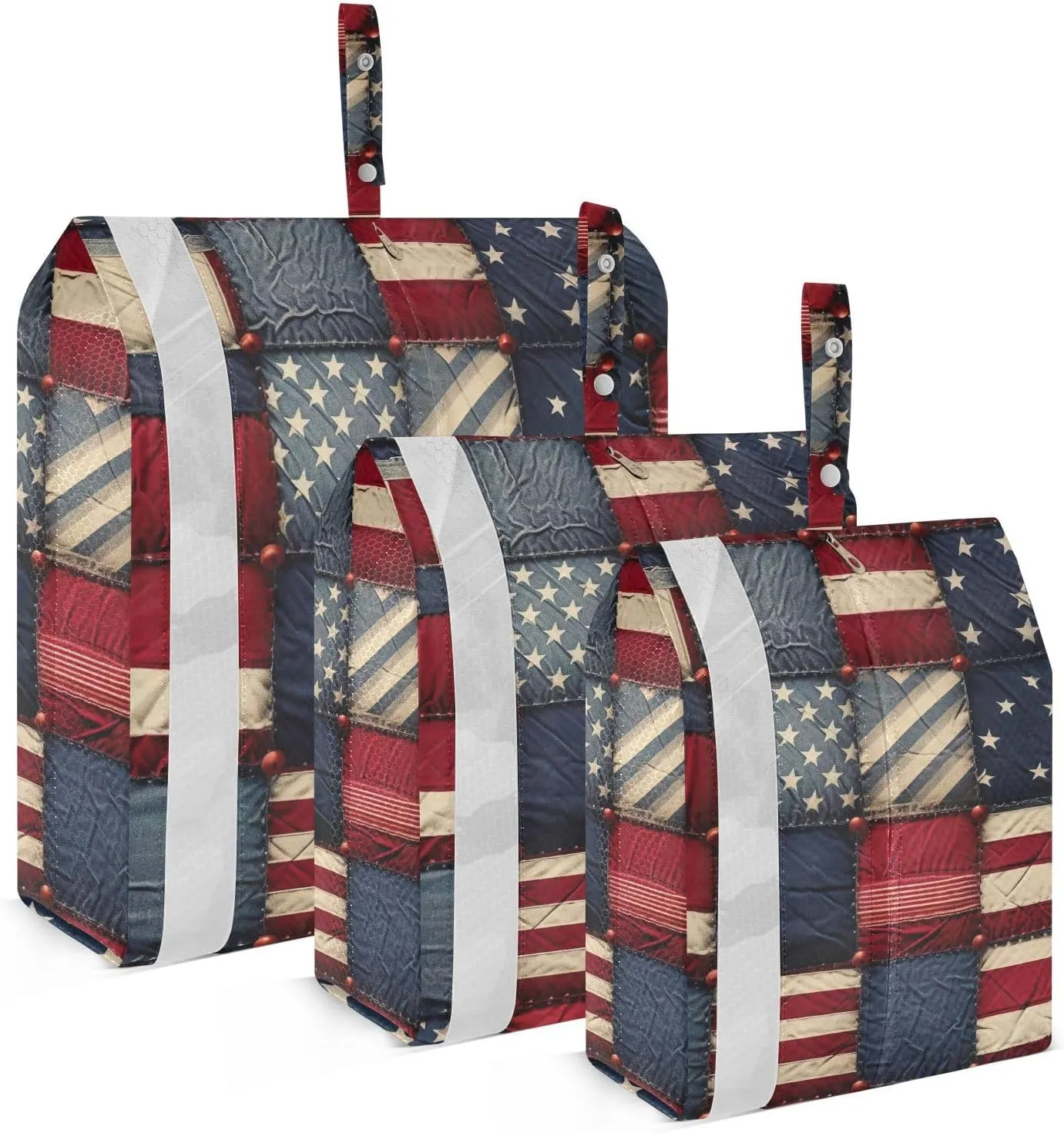 SPRIPORT America Flags Patch Grid 3 Set Compression Packing Cubes for Travel Lightweight Luggage Organizer Bags for Carry on Suitcase Luggage Cubes for Man Woman Clothes Vacation