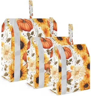 SPRIPORT Autumn Fall Pumpkins Sunflowers 3 Set Compression Packing Cubes for Travel Lightweight Luggage Organizer Bags for Carry on Suitcase Travel Storage Bags for Woman Man Clothes Vacation