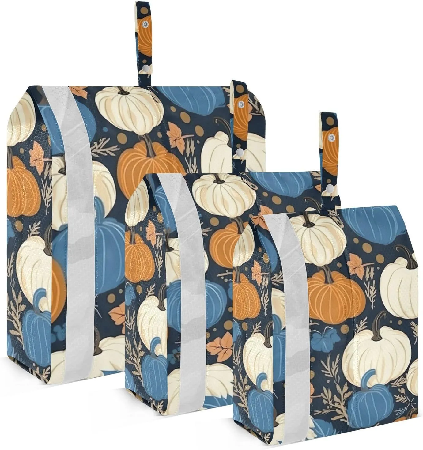 SPRIPORT Autumn Pumpkins Blue White 3 Set Compression Packing Cubes for Travel Lightweight Luggage Organizer Bags for Carry on Suitcase Travel Accessories for Vacation Man Woman Clothes